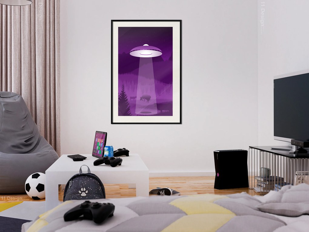 Artgeist Plagát - Ufo [Poster] Veľkosť: 30x45, Verzia: Čierny rám s passe-partout