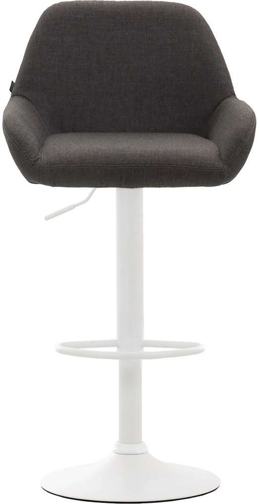 Barová stolička Braga - látka, biela podnož - Tmavo sivá