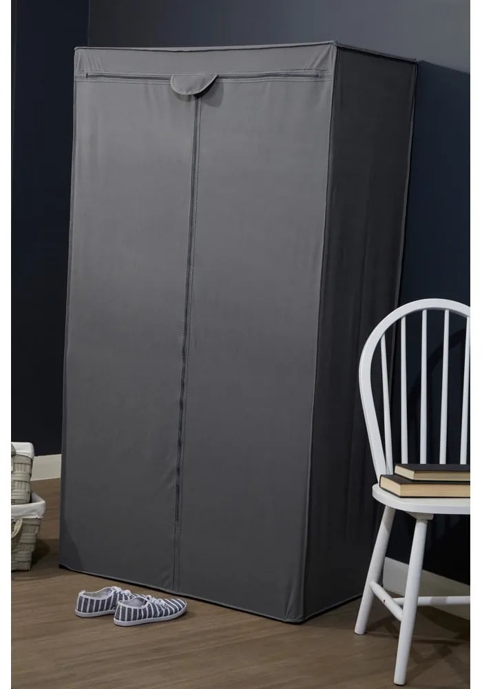Sivá látková šatníková skriňa 90x160 cm Dara – Premier Housewares