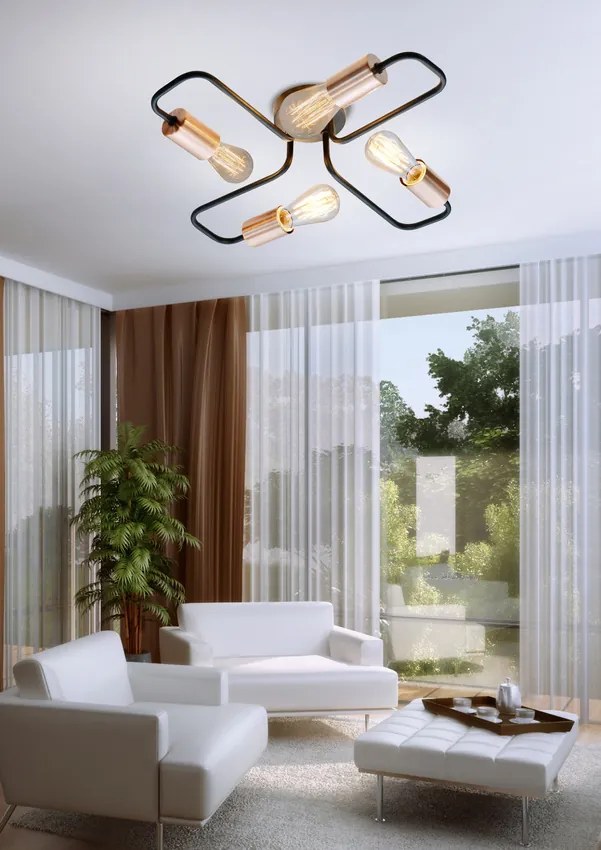Candellux Čierne stropné svietidlo Herpe pre žiarovku 4x E27 34-66923