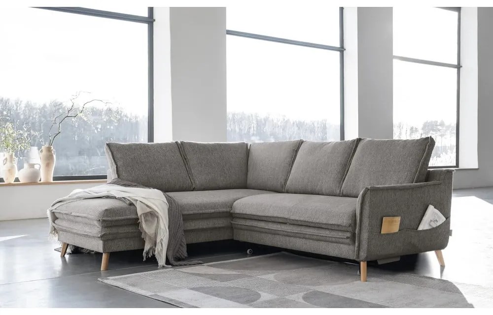Sivá rozkladacia rohová pohovka (ľavý roh) Charming Charlie – Miuform