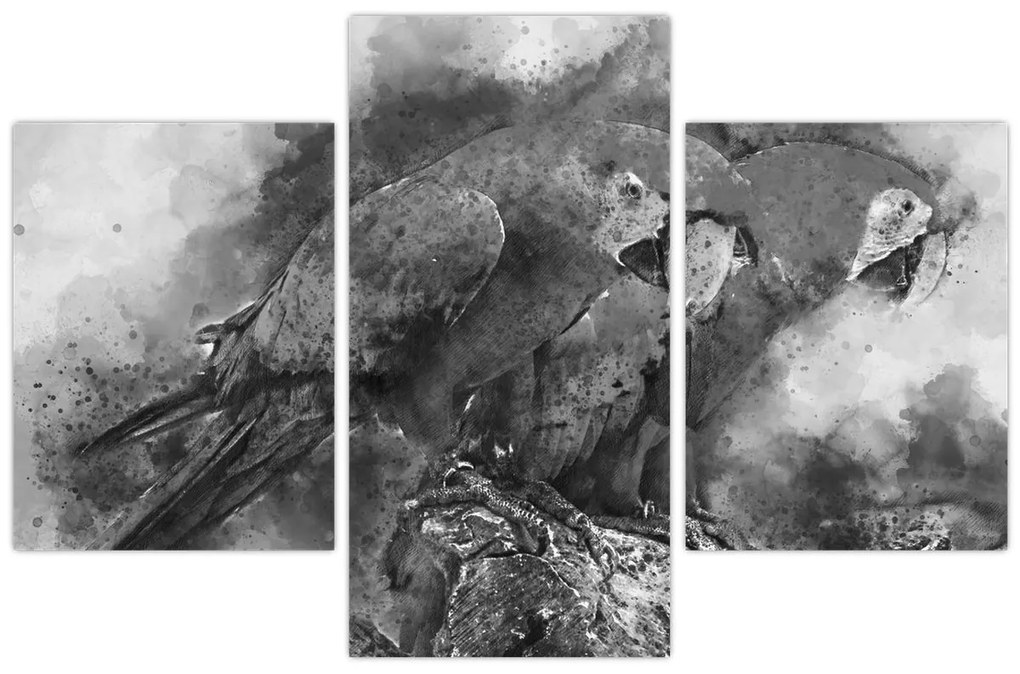 Obraz - Akvareloví papagáje (90x60 cm)