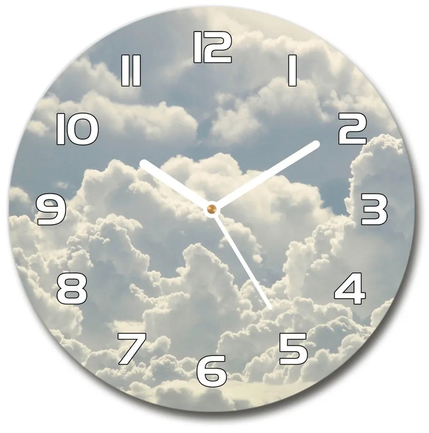 Sklenené nástenné hodiny okrúhle Oblaky pl_zso_30_f_83322536