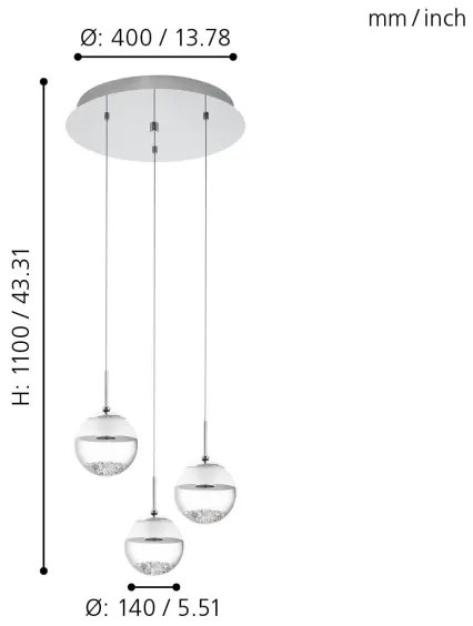 Eglo 93709 - LED luster MONTEFIO 1 3xLED/5W/230V