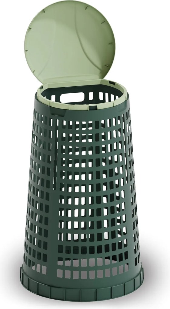 Plastový odpadkový kôš na 120 l vrecia, zelený, zelené veko