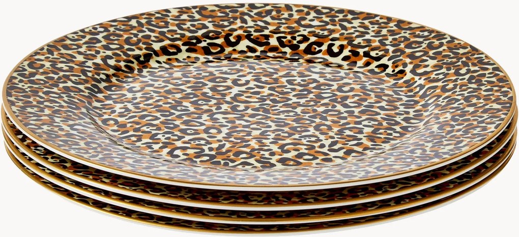 Porcelánové raňajkové taniere Leopard, 4 ks