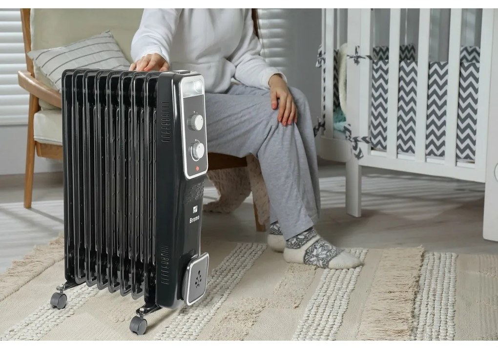 G21 Bromo olejový radiátor, 9 rebier, 2000 W,čierny, M