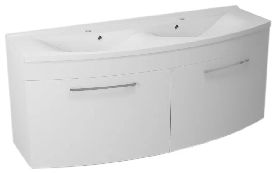 Sapho, JULIE umývadlová skrinka 150x60x50cm, dvojumývadlo ARAS, biela