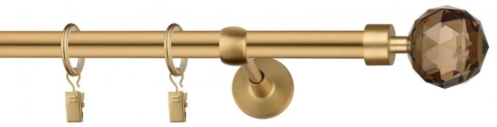 Dekorstudio Garniža jednoradová CRYSTAL zlatá 19mm Dĺžka: 420cm, Typ uchytenia: Držiak otvorený, Typ príslušenstva: Krúžky tiché so štipcami