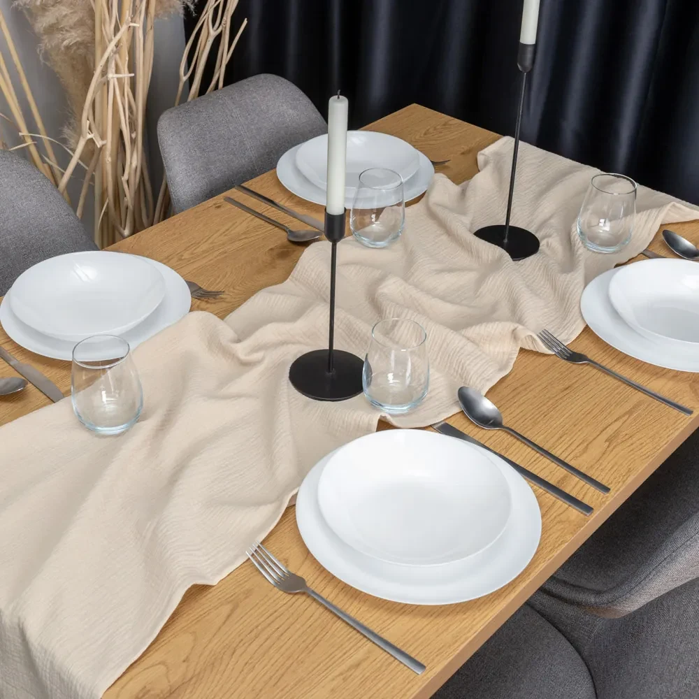 Biante Mušelínový behúň na stôl MSN-015 Krémový 35x180 cm
