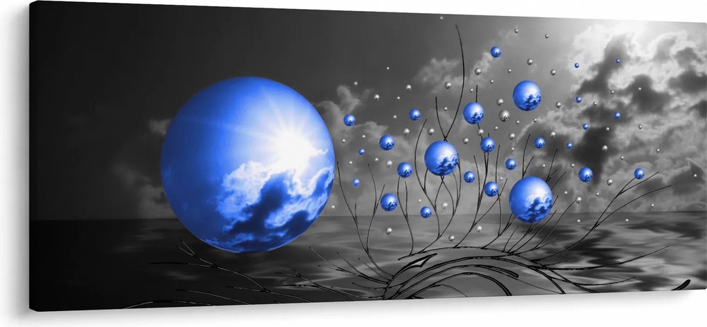Obraz tmavo modrých gulí (120x50 cm)