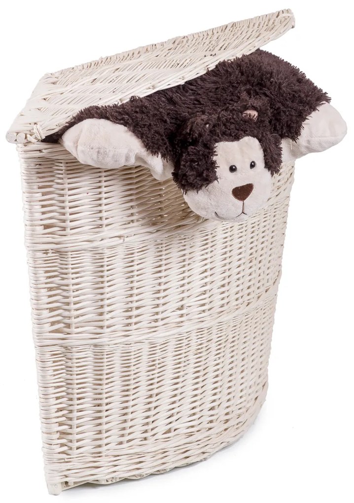 Kôš na bielizeň prútený bielený rohový Kleding VI.š. 50 x hl. 50 x v. 65(cm)