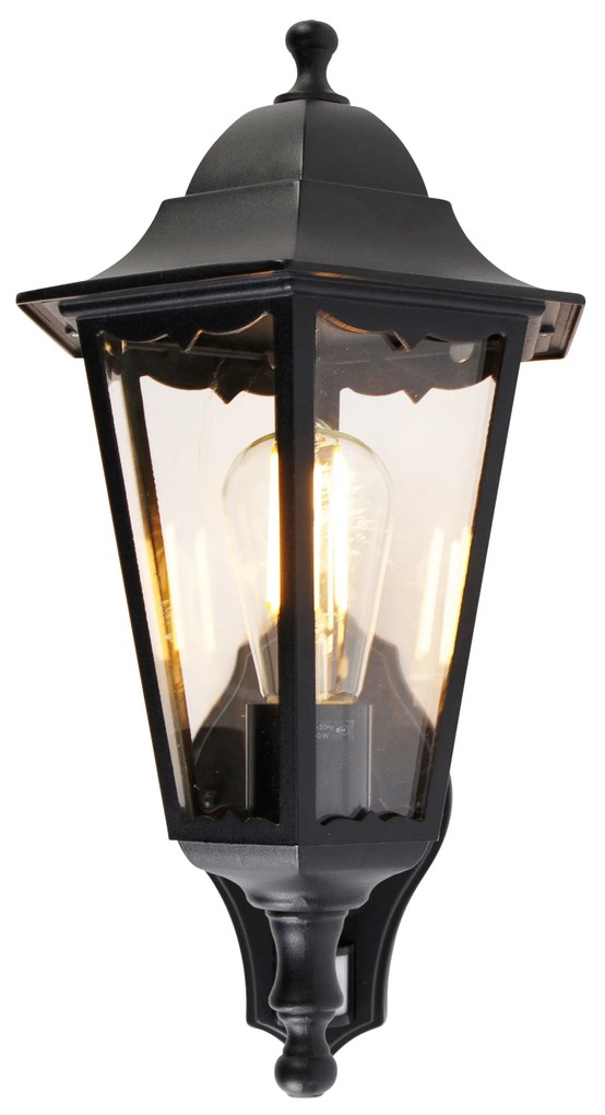 Vonkajšia nástenná lampa čierna s pohybovým senzorom - Havana IP44