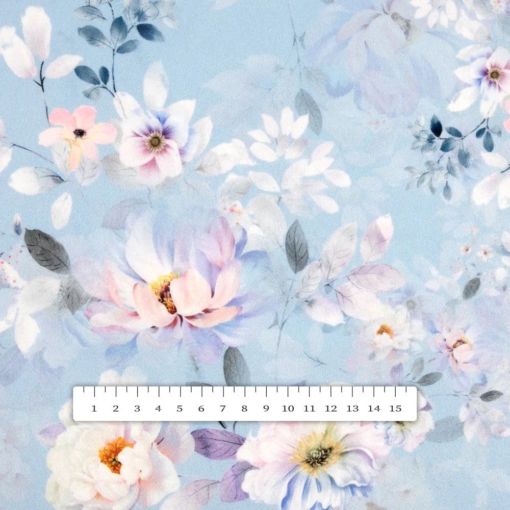 Biante Zamatový obdĺžnikový obrus Tamara TMR-044 Jarné kvety na nebesky modrom 130x220 cm