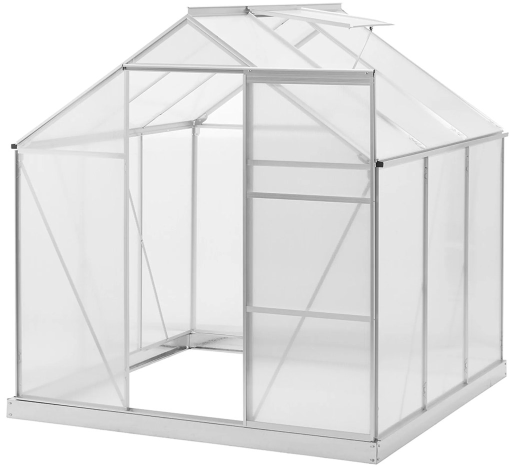 Skleník so základňou BestBerg SBP-4 / 3,6 m² / 190 x 190 x 201 cm / strieborná