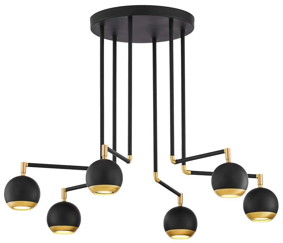 Jupiter 1987 - Luster na tyči VILAR 6xGU10/10W/230V čierna/zlatá