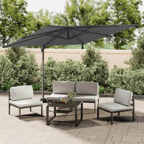 vidaXL Závesný slnečník s hliníkovou tyčou antracitový 400x300 cm-