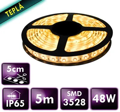 ECOLIGHT LED pásik - SMD 2835 - 5m - 120LED/m - 9,6 W/m - IP65 - teplá biela