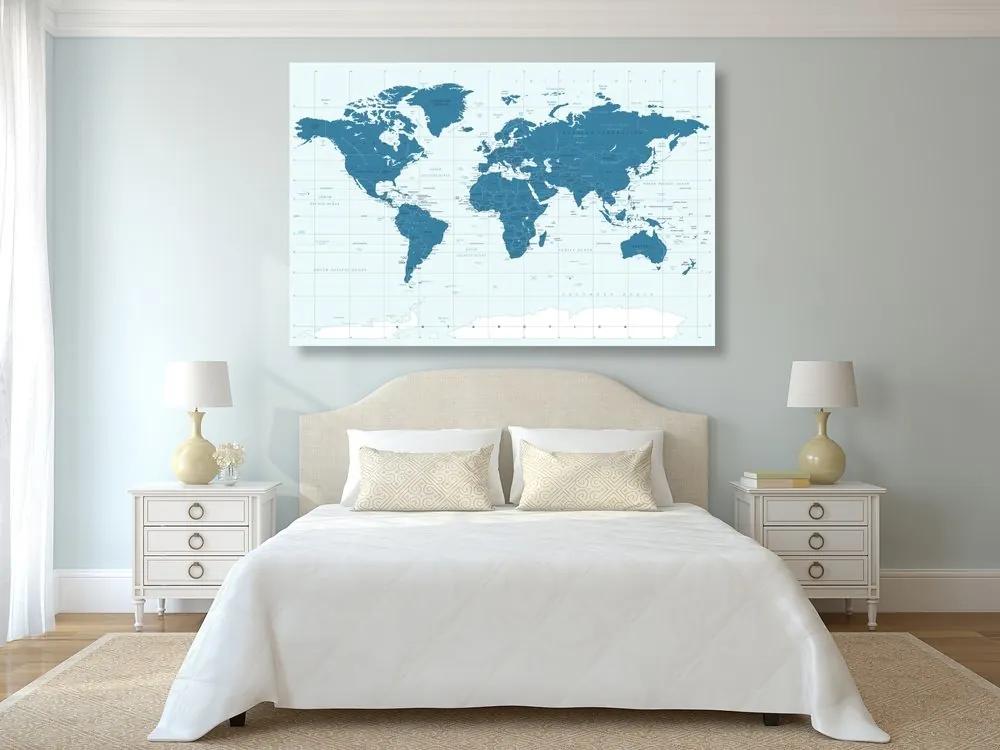 Obraz politická mapa sveta v modrej farbe - 120x80