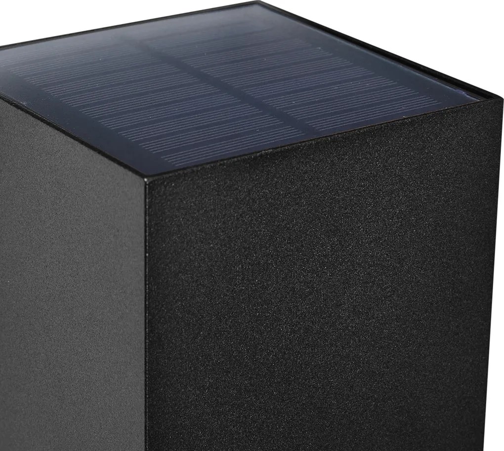 Vonkajšie nástenné svietidlo čierne vrátane LED IP65 so stmievateľným svetlom a solárnym panelom - Charlene