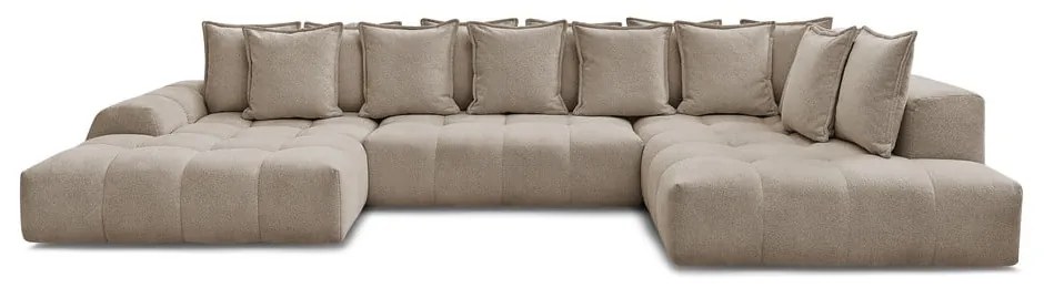 Taupe ženilková rozkladacia/s úložným priestorom rohová pohovka (pravý roh/do tvaru "U") Everest – Bobochic Paris