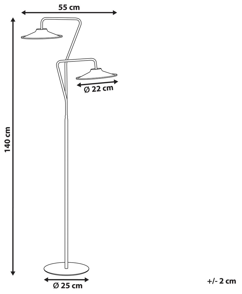 Kovová stojaca LED lampa s 2 tienidlami biela GALETTI Beliani