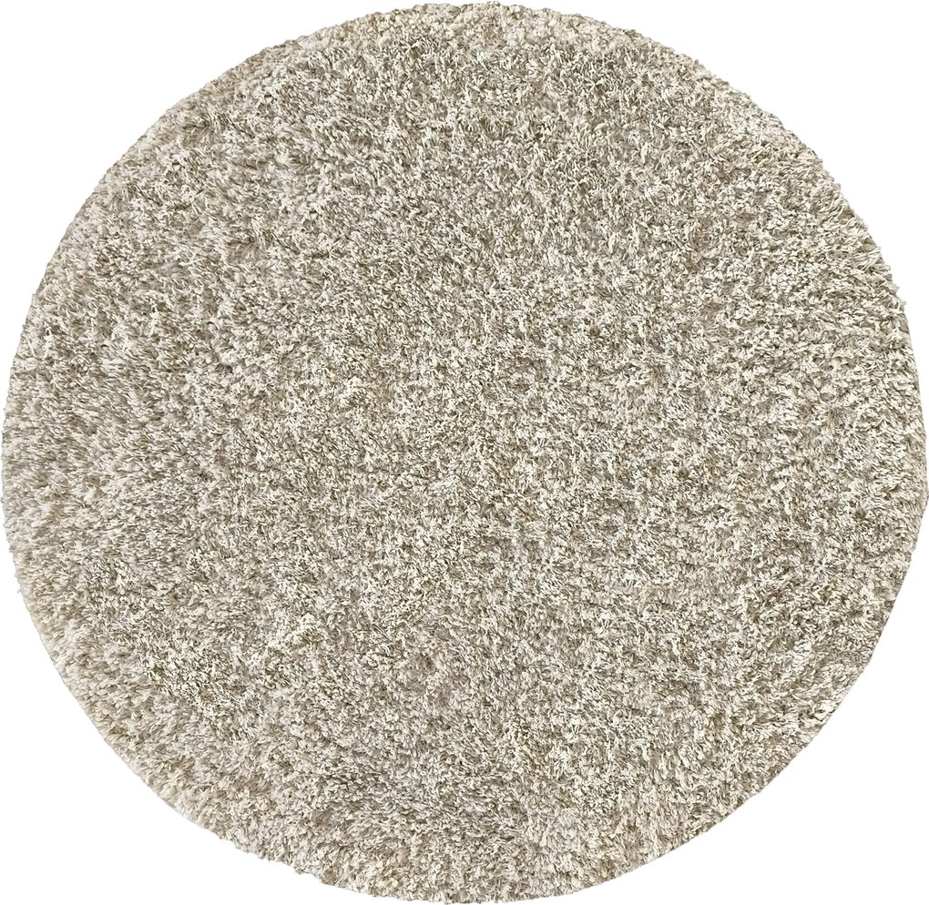 DY Krémový okrúhly shaggy koberec Camel Rozmer: 80 cm