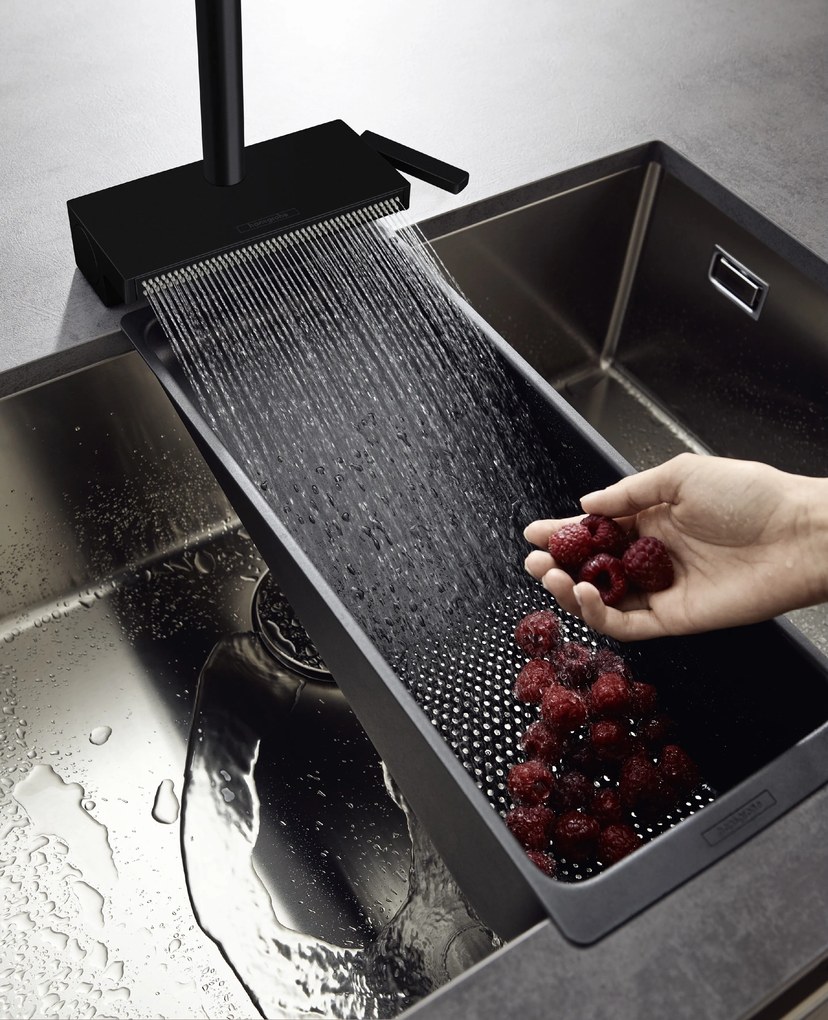 Hansgrohe Aquno Select M81, páková kuchynská batéria 170, vyťahovateľná sprška, 3jet, sBox, čierna matná, HAN-73831670
