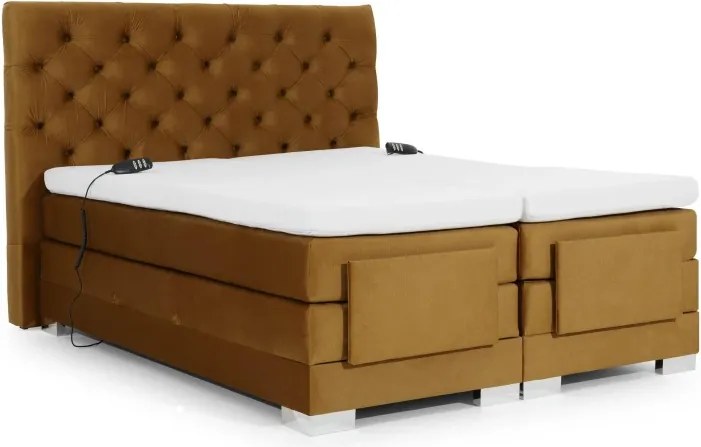 Kontinentálna posteľ CARLINO boxspring s elektrickým polohovaním 200x180, horčicová (Monolith 48)