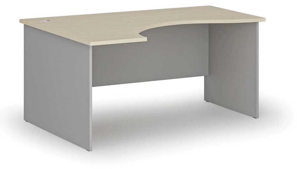 Ergonomický kancelársky pracovný stôl PRIMO GRAY, 1600 x 1200 mm, ľavý, sivá/orech