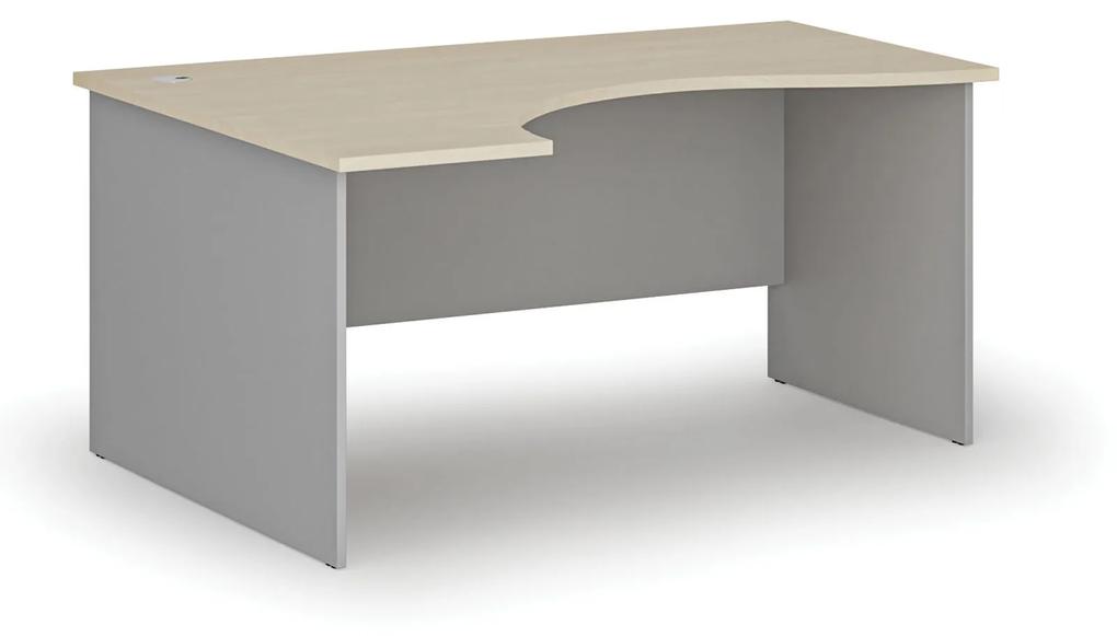 Ergonomický kancelársky pracovný stôl PRIMO GRAY, 1600 x 1200 mm, ľavý, sivá/wenge