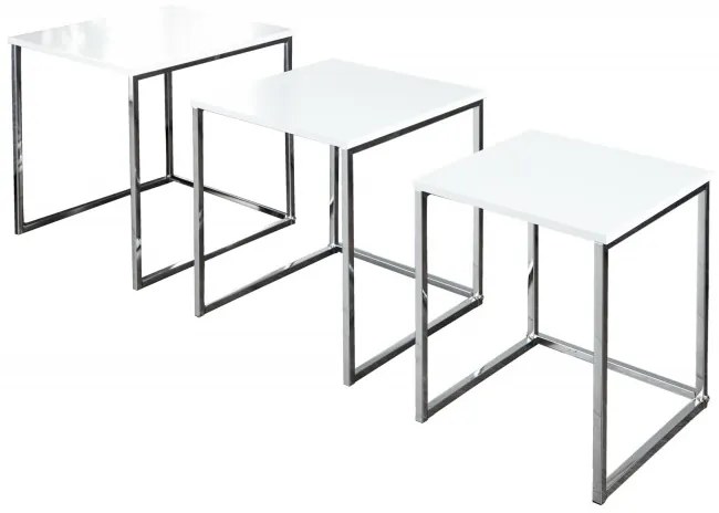 Odkladací stolík New Elements sada 3 ks biely