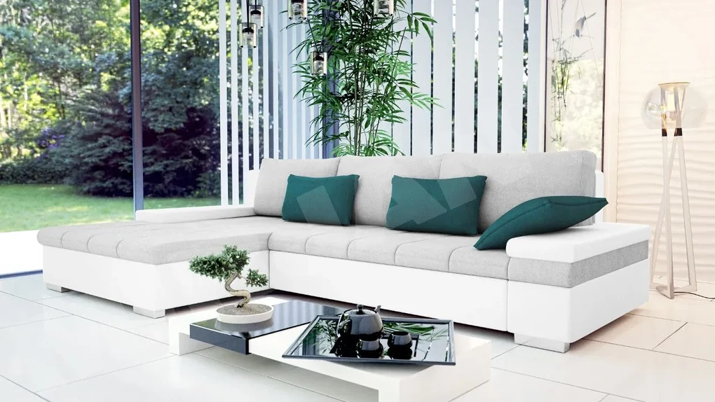 Rohová sedačka Kanton, Dostupné poťahy: ekokoža Soft 011 + Lawa 05, Strana: pravá