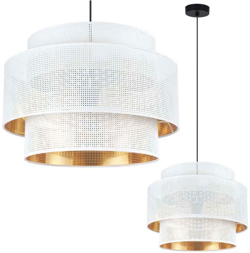 Závesné svietidlo Asti, 1x biele PVC tienidlo, (fi 45cm), g, b