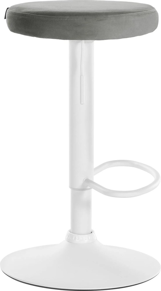 Barová stolička Ponte - zamat, biely rám - Sivá
