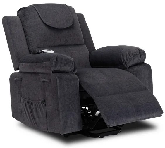 Masážne kreslo s funkciou vstávania MARCOS tmavosivé