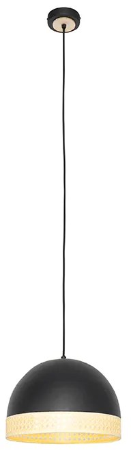 Orientálne závesné svietidlo čierne s ratanom 30 cm - Magna Rotan