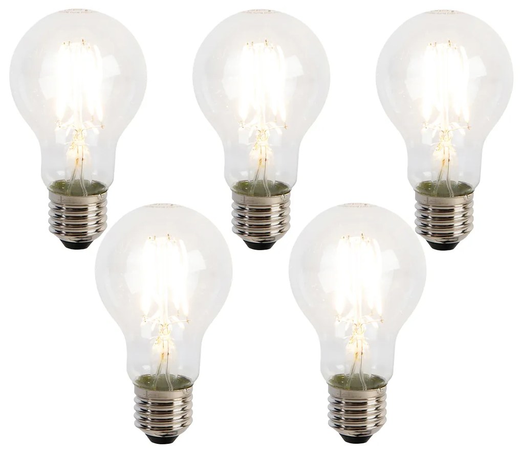 Sada 5 LED vláknových žiaroviek E27 A60 senzor súmraku 4W 470lm 2700K