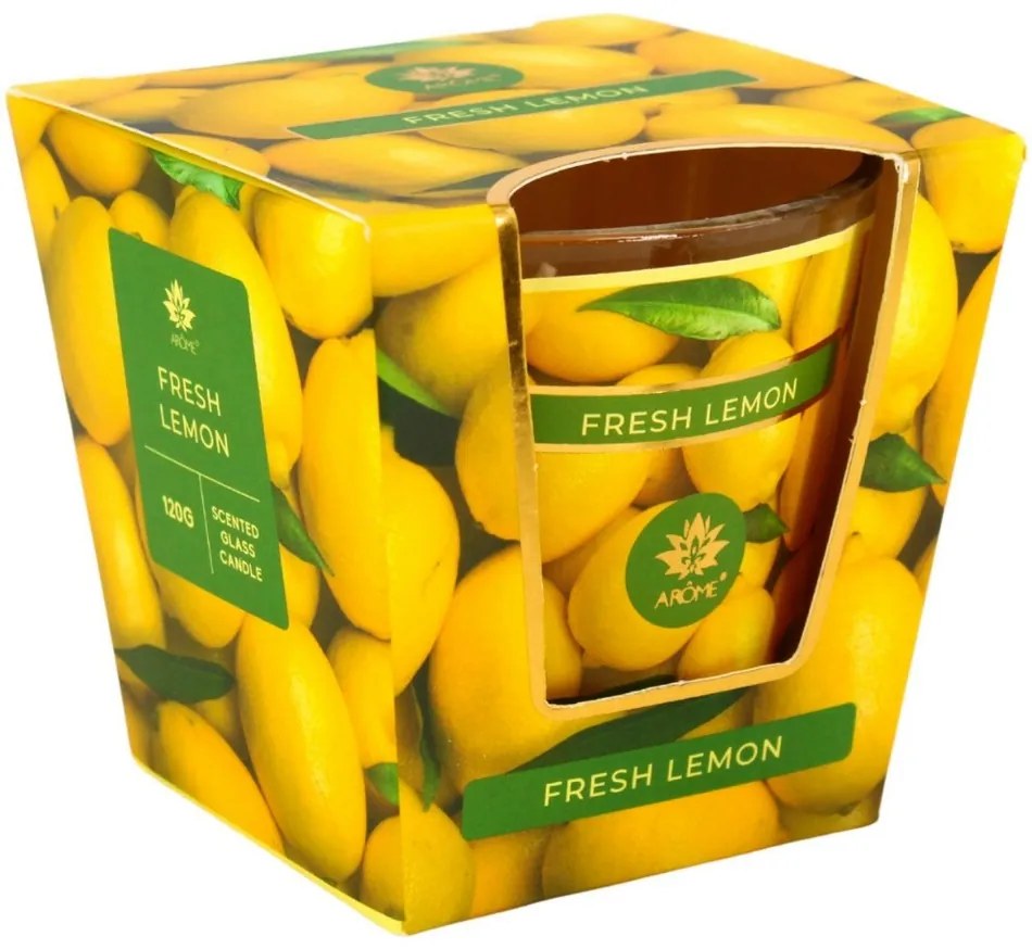 Arome Vonná sviečka v skle Fresh Lemon, 120 g