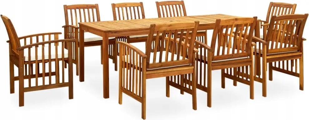 vidaXL 9-dielna záhradná jedálenská súprava s vankúšmi akáciový masív