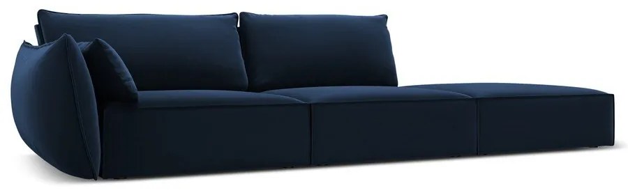 Tmavomodrá zamatová pohovka ľavý roh 264 cm Vanda – Mazzini Sofas