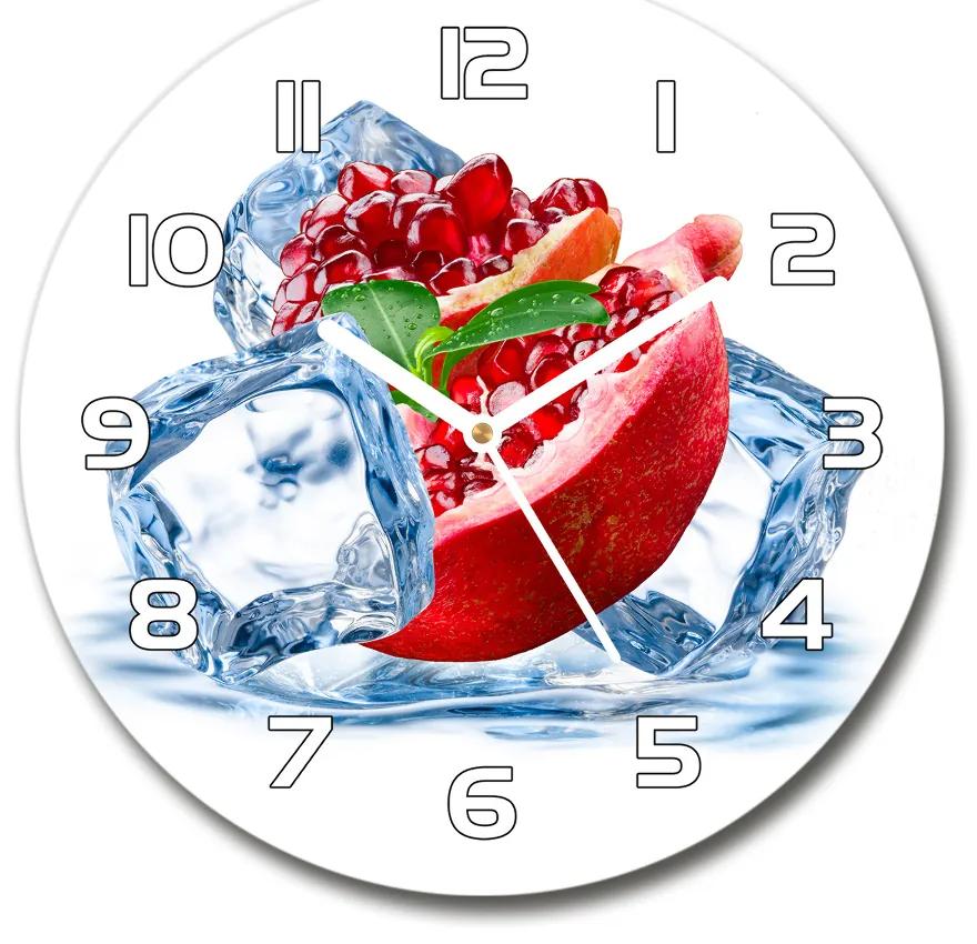 Sklenené hodiny okrúhle Granátové jablko s ľadom pl_zso_30_f_62722743