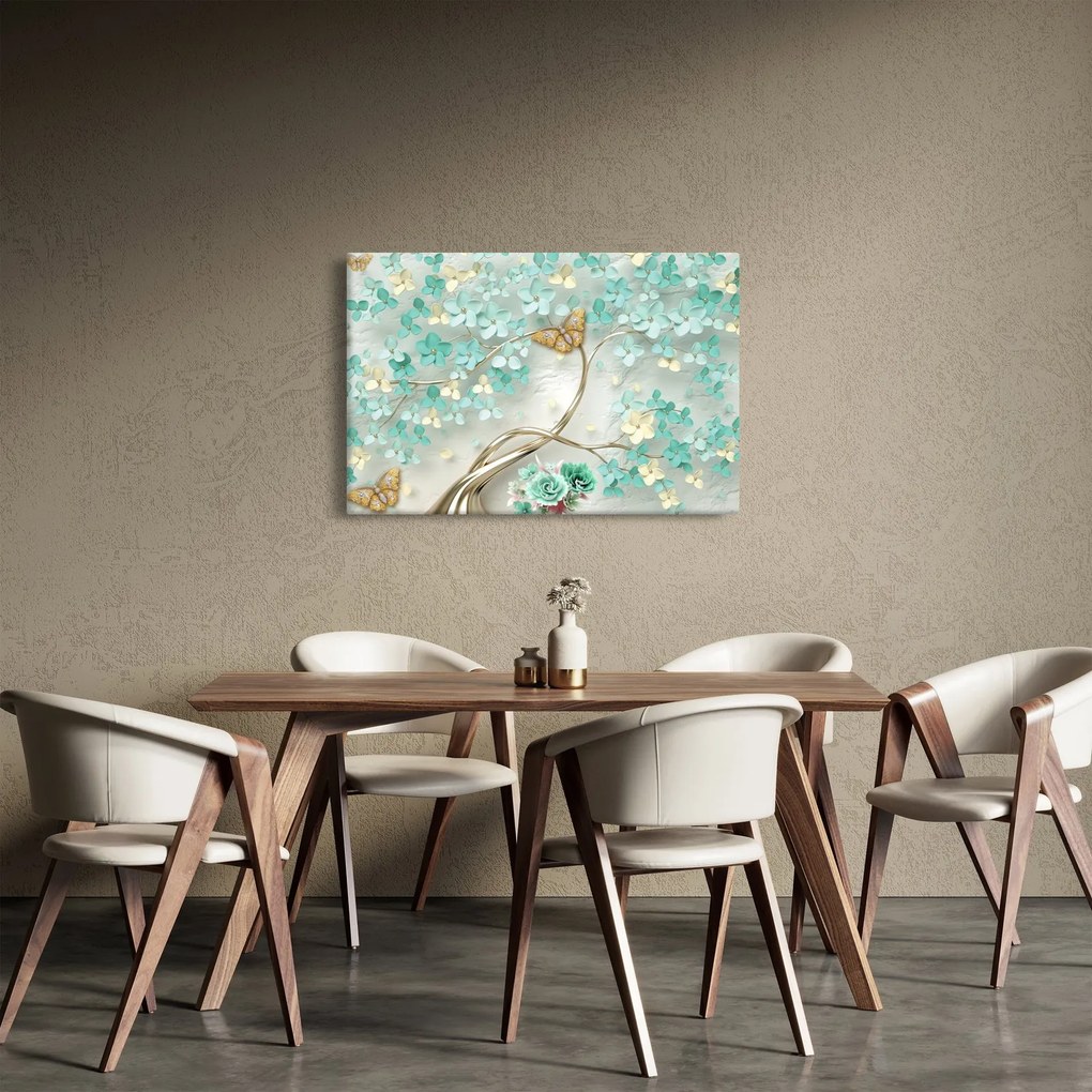 Obraz kvety s motýľmi (90x60 cm)