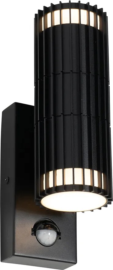 Vonkajšie nástenné svietidlo čierne s pohybovým senzorom 2-svetlo - Boris