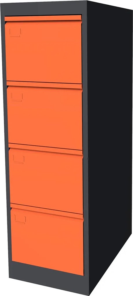 NABBI SK-A4/4 kovová kartotéková skriňa grafit / oranžová