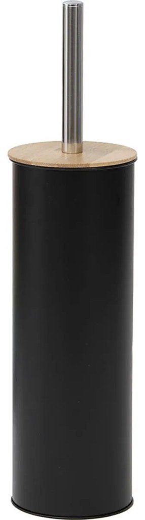 WC kefa Timeless, čierna/s drevenými a chrómovými prvkami