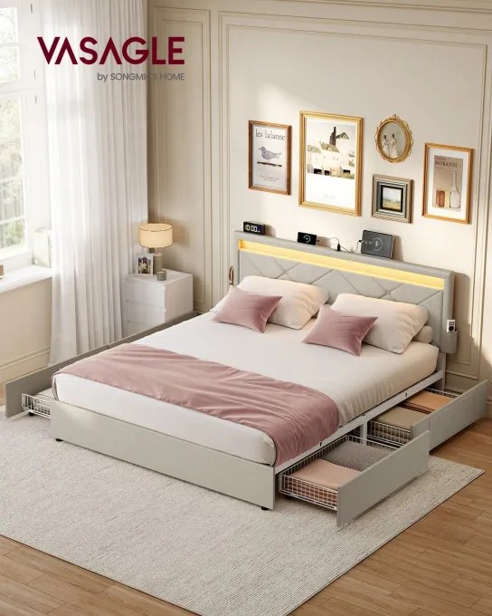 Manželská postel s LED osvetlením 140 cm RMB827LH01