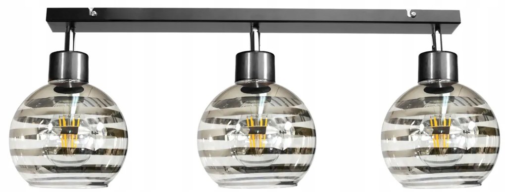 BERGE Sklenená LED závesná lampa 3xE27 - guľové horizontálne pruhy
