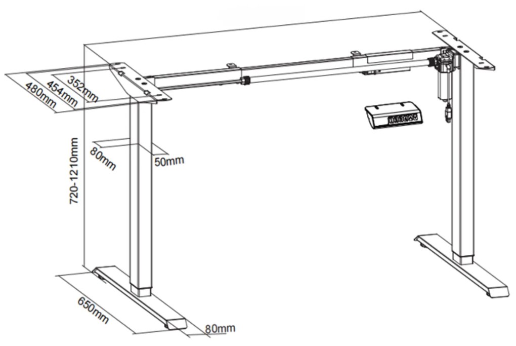 Výškovo nastaviteľný stôl, 1 motor, 745 - 1235 mm, doska 1800 x 800 mm, sivá podnož, sivá