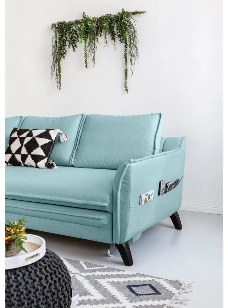 Svetlomodrá rozkladacia rohová pohovka Miuform Charming Charlie, ľavý roh